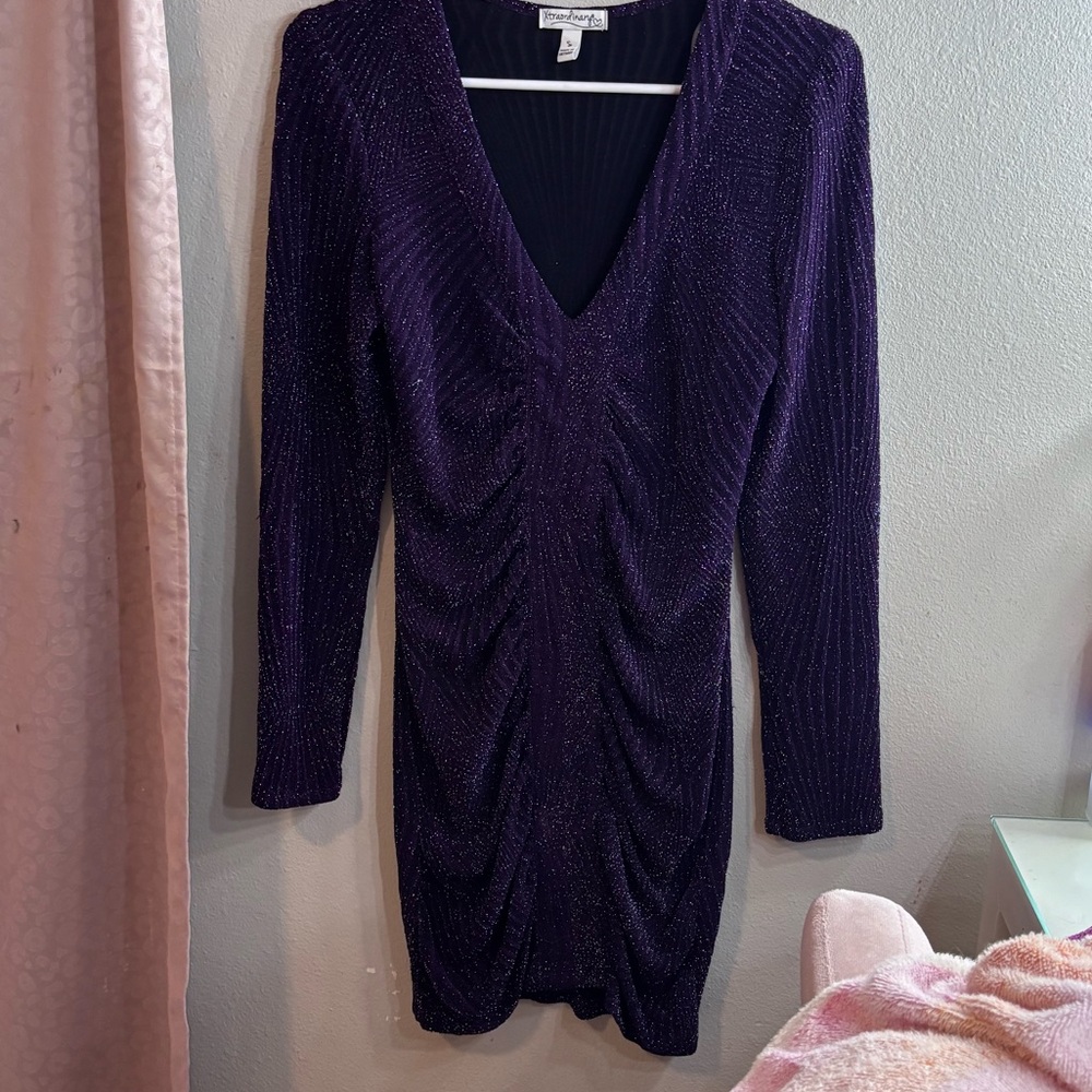 Sparkling Purple Long Sleeve Dress